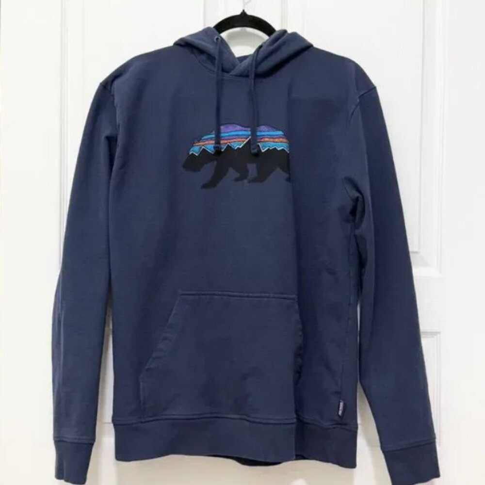 Men Patagonia Fitz Roy Bear Uprisal Hoodie Regular Fit in Classic Navy Sz Large - Picture 2 of 6